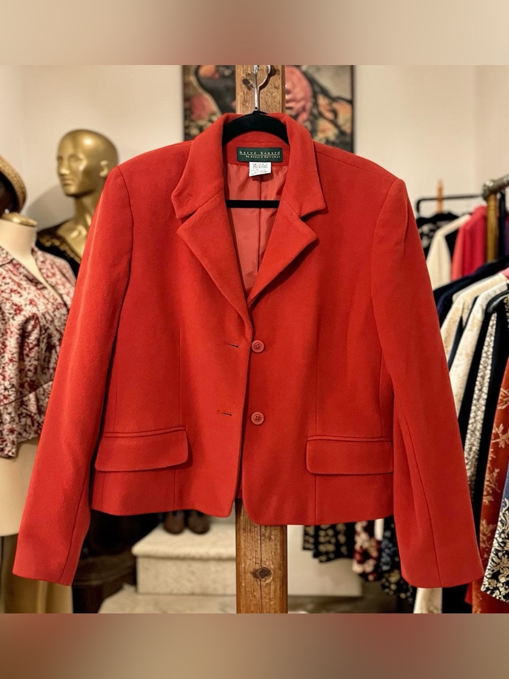 Vtg Harve Bernard Wool Cashmere Blend Blazer Jacket Burnt Orange Rust Size 12